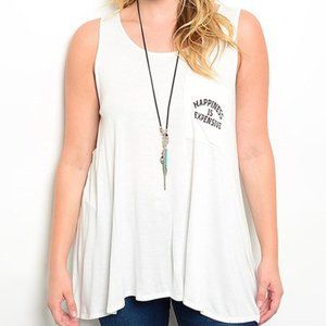 “Happiness is Expensive” White Tank